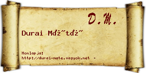 Durai Máté névjegykártya