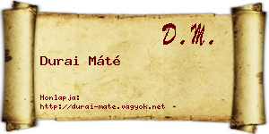 Durai Máté névjegykártya